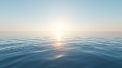 Obraz premium Calm ocean view with soft waves, serene sunlight reflecting on water surface, perfect for tranquil backgrounds or wellness themes.