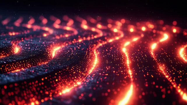 Digital background perfect for tech processes, neural networks, artificial intelligence, data transfer and encryption, digital archives, sound and graphic presentations, science, education