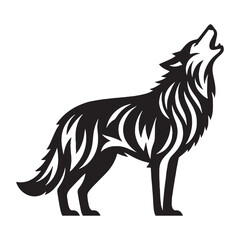 Streamlined howling wolf silhouette vector ideal for professional design use – howling wolf silhouette – wolf silhouette – wolf vector – silhouette of wolf

