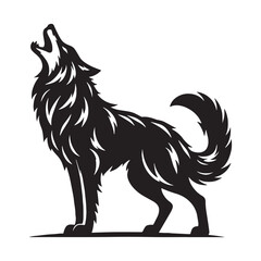 Artistic howling wolf silhouette vector crafted for distinct brand visuals – howling wolf silhouette – wolf silhouette – wolf vector – silhouette of wolf

