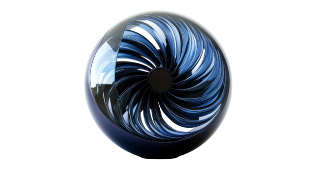 Abstract globe featuring swirling blue elements design. cut out transparent