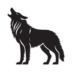 Minimalist howling wolf silhouette vector created for sleek branding projects – howling wolf silhouette – wolf silhouette – wolf vector – silhouette of wolf

