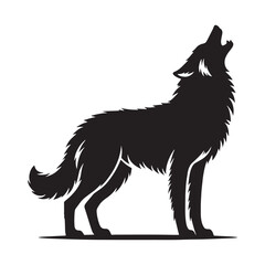 Sharp-edged howling wolf silhouette vector ideal for modern graphic visuals – howling wolf silhouette – wolf silhouette – wolf vector – silhouette of wolf

