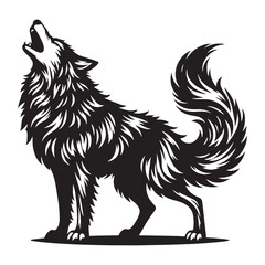 Majestic howling wolf silhouette vector designed for bold branding visuals – howling wolf silhouette – wolf silhouette – wolf vector – silhouette of wolf

