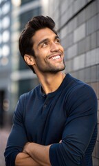 Fototapeta premium Confident Young Hispanic Man Smiling Proudly 