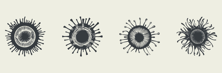 Fototapeta premium Abstract Organic Shapes Silhouette Set. Artistic Ink Splatter Designs For Creative Projects. Isolated Vector Illustration Collection