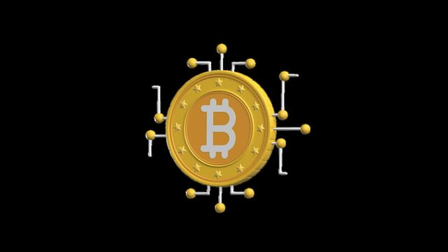 Digital Currency 3D Animated Icon with transparent background (HD) Alpha channel