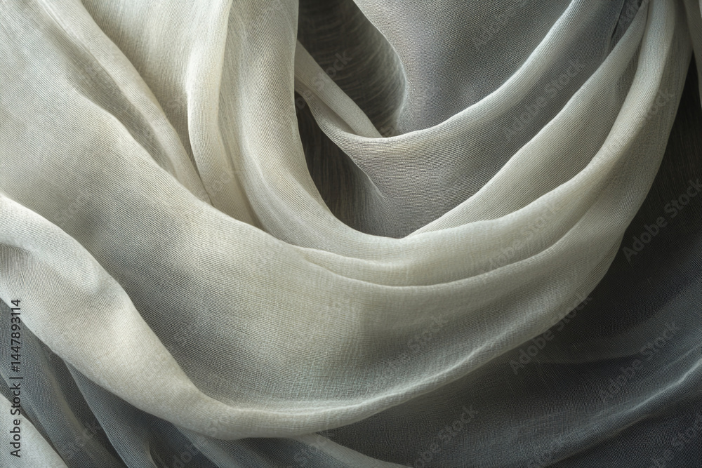 Poster soft, light beige fabric texture drapes elegantly, showcasing a smooth, flowing surface ideal for ba