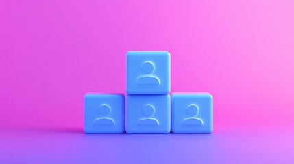 Vibrant blue building blocks, stacked on a playful gradient background, ideal for children's educational content and design projects.