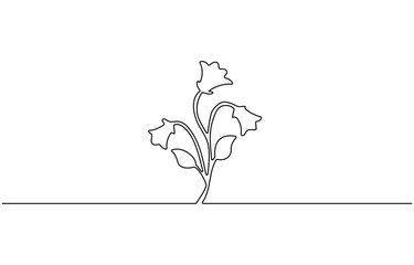 Spring Bouquet Flower Lily of the Valley in One Continuous Line Drawing. Minimalist Linear May bells. Vector Illustration For design, wedding invitations. Hand Drawn Monoline. Editable stroke