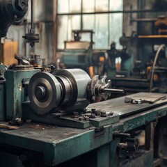 Fototapeta premium Retro lathe amidst a nostalgic scene