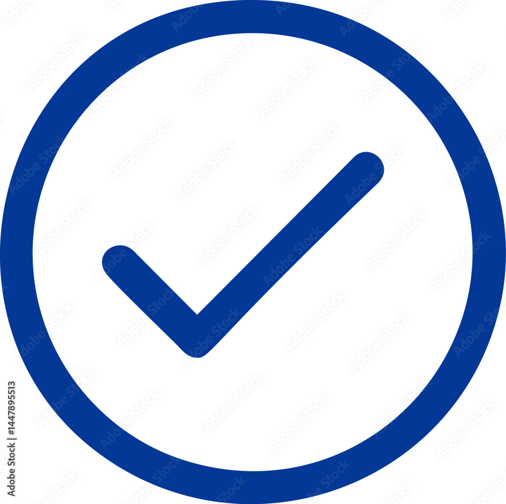 Aufkleber Blue checkmark within a circle symbol of verification. Vector illustration