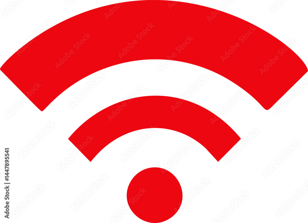 Poster red wifi symbol on white background representing wireless technology concept. vector illustration