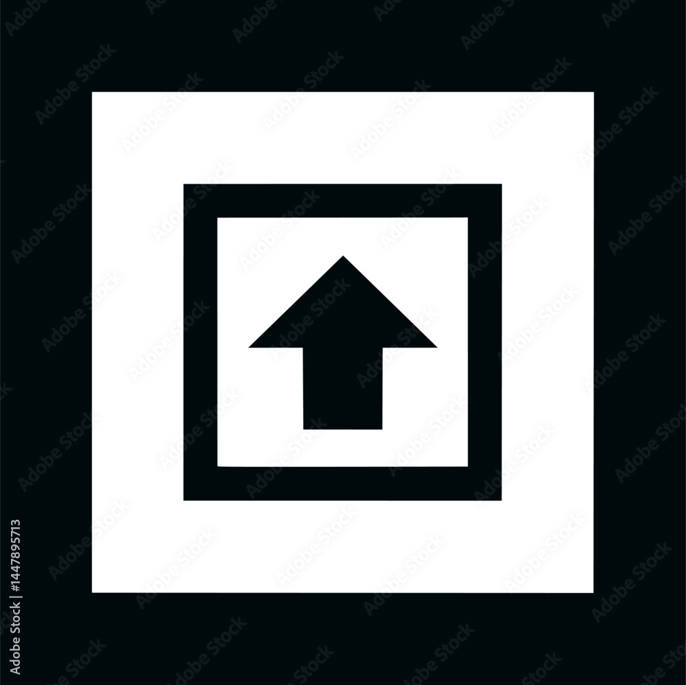 Poster black arrow pointing upward in a bold geometric design with white background. vector illustration