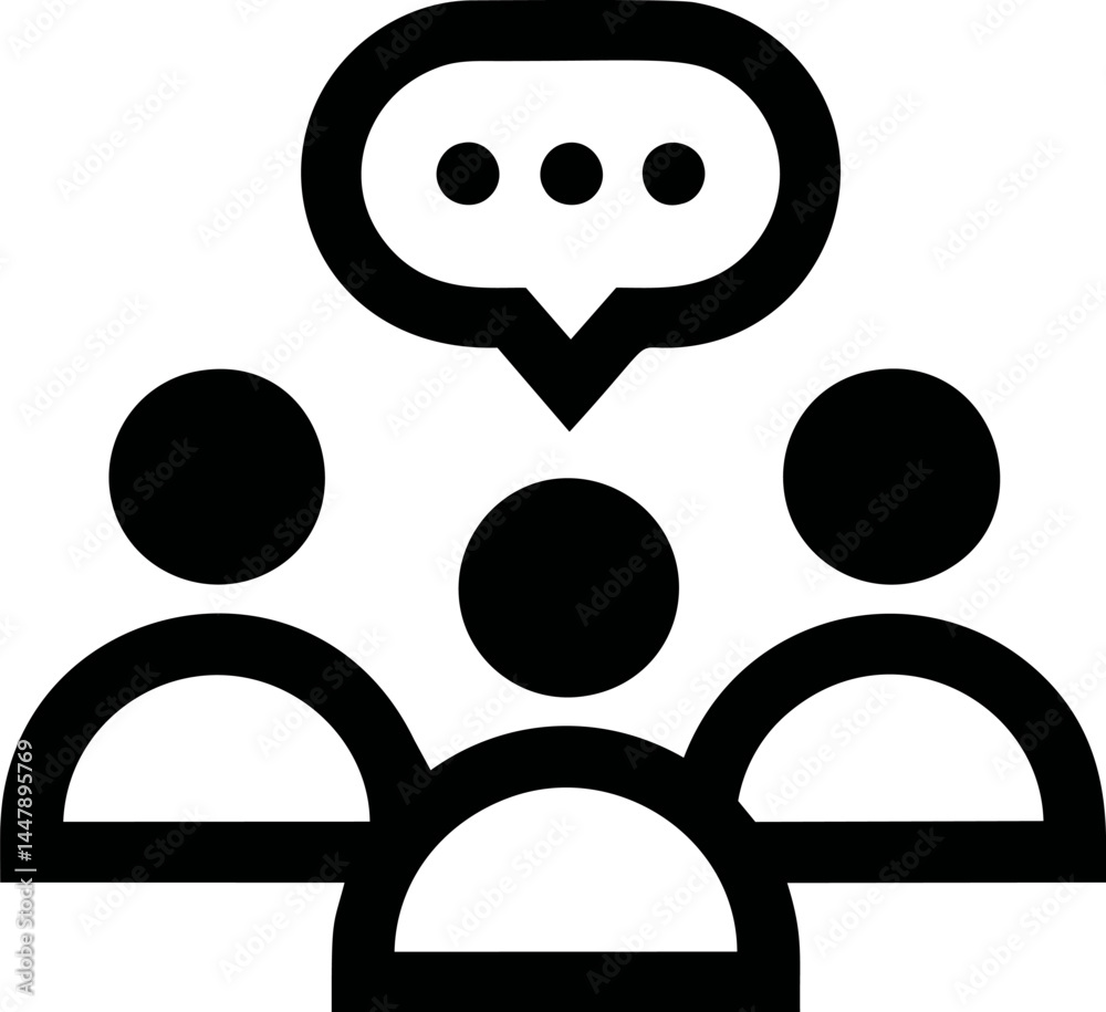 Aufkleber three people icons with speech bubble representing communication concept. vector illustration