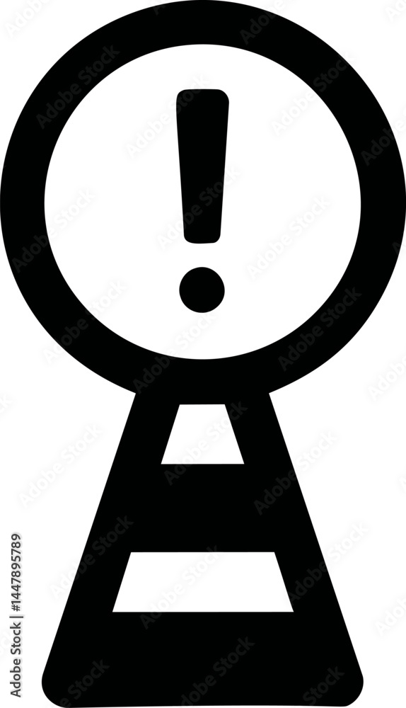 Aufkleber black keyhole shape with exclamation mark in circular design. vector illustration