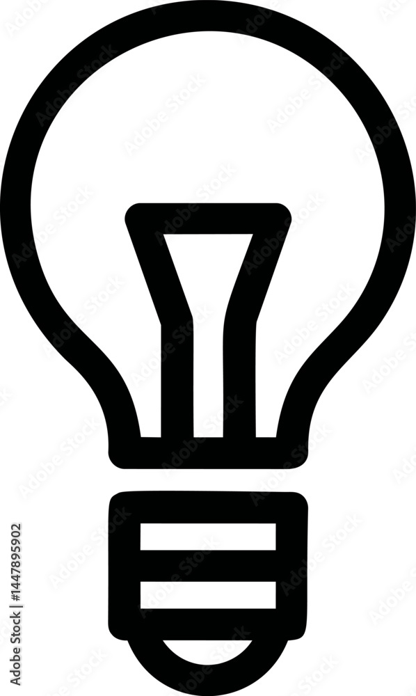 Aufkleber simple black outline of a light bulb with a circular border. vector illustration