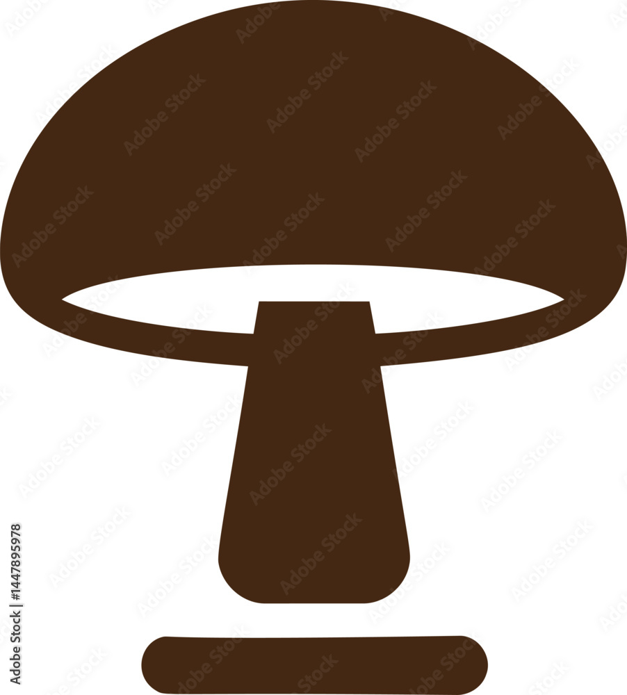Poster brown silhouette of a mushroom with abstract design in minimal style. vector illustration