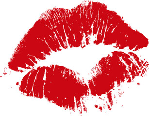 Red lipstick kiss mark symbolizing passion and romance. Vector illustration