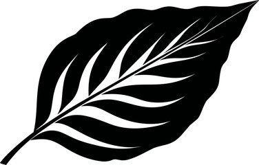 Obraz premium Black and white silhouette of a leaf with intricate patterns, art illustration. Vector illustration