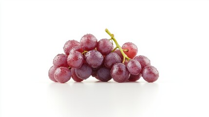 Fototapeta premium Closeup of Red Grapes with Water Droplets on White Background