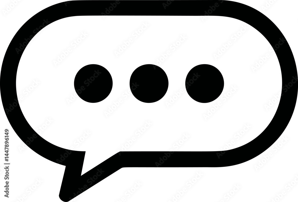 Poster black and white speech bubble icon with ellipsis symbol for messaging. vector illustration