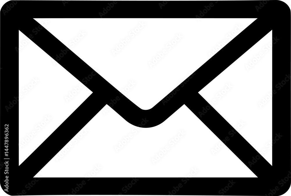 Aufkleber simple black and white envelope icon with a minimalist design. vector illustration