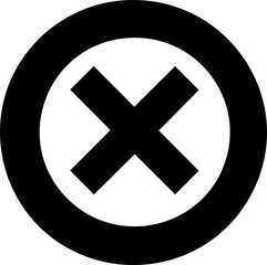 Obraz premium Black cross in circle graphic design vector symbol. Vector illustration