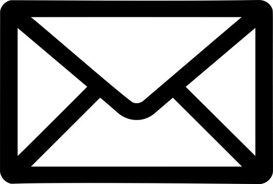 Simple black and white envelope icon with a minimalist design. Vector illustration