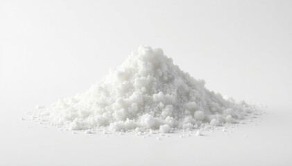 Pile of white granulated sugar on white background, background, pure, dessert