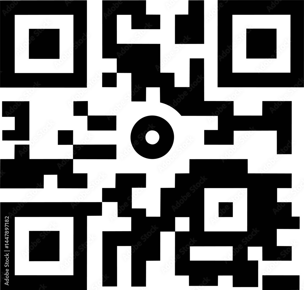 Poster black and white qr code for quick response scanning technology. vector illustration