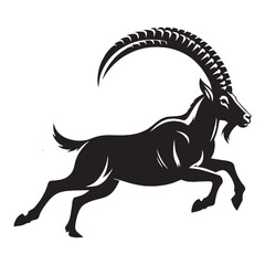 Simplified ibex silhouette vector ideal for professional brand visuals – ibex silhouette – ibex vector – ibex illustration – silhouette of ibex

