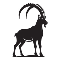 Bold ibex silhouette vector designed for clean and striking branding – ibex silhouette – ibex vector – ibex illustration – silhouette of ibex

