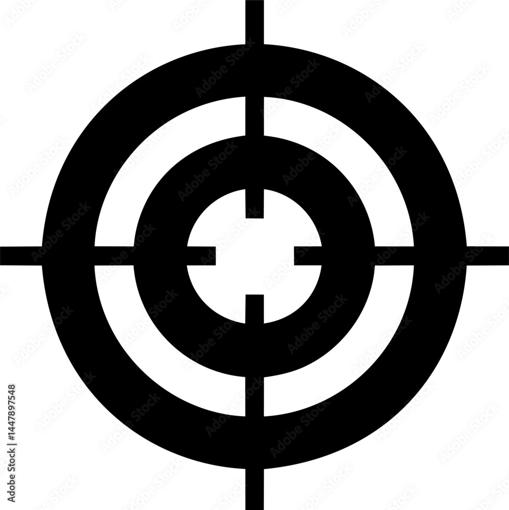 Poster black and white concentric circular target graphic design icon. vector illustration