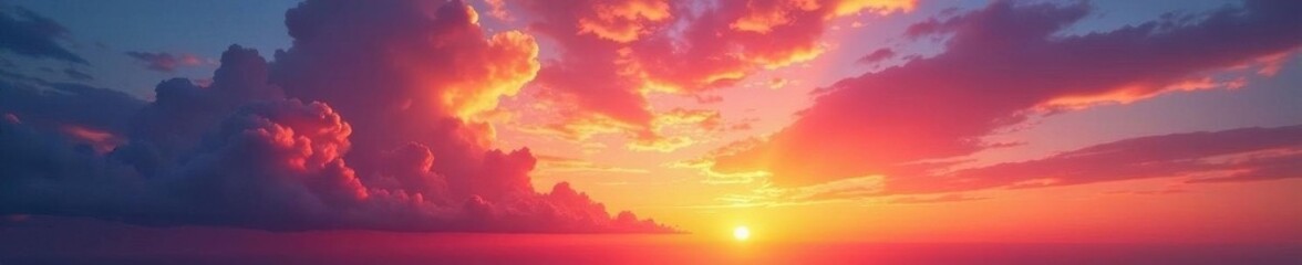 Fototapeta premium Vibrant sunset hues paint the sky, clouds ablaze , orange, skyglow