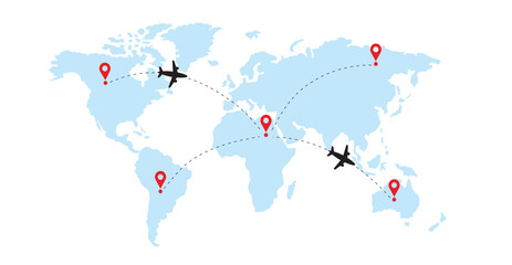 world map on a blue background