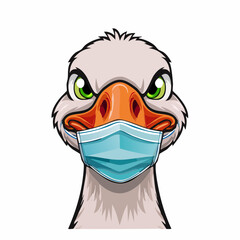 angry goose wearing face mask