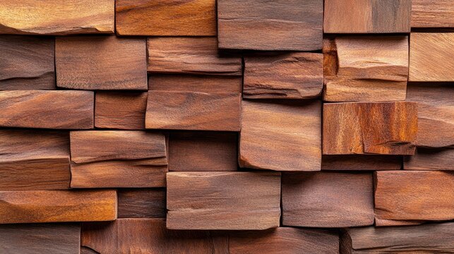 Dark Brown and Reddish Brown Wood Block Wall Texture