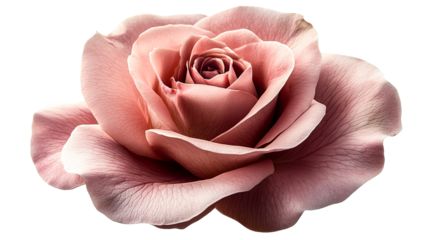 Aromatic rose with subtle blush and exquisite petal detail cut out transparent