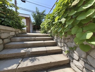 Overgrown foliage obscuring a walkway; requires trimming and cleanup - vegetation messy neglected plants and after