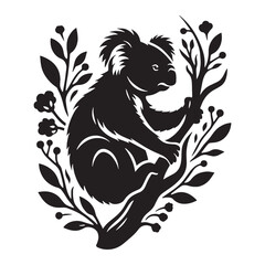 Unique koala silhouette vector for creative brand and logo design – koala silhouette – koala vector – koala illustration – silhouette of koala

