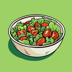 Vibrant salad in a bowl, featuring greens and tomatoes.
