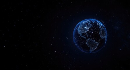 Fototapeta premium Futuristic Digital Earth In Dark Space