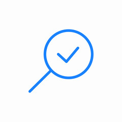 checked found magnifier blue icon sign vector