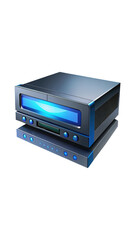Obraz premium Futuristic Media Player or Audio Amplifier System Render with Blue Display