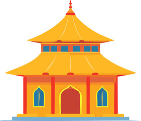 vector illustration of a building chinese asian with a roof