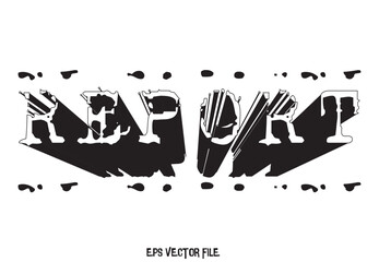 3d effect text report, isolated white