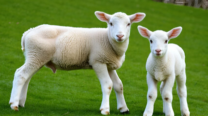 two spring lambs