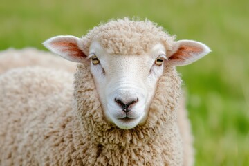 Sheep Face Close Up in Field