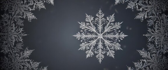 Intricate snowflake border, elegant Xmas card design, blue, xmas